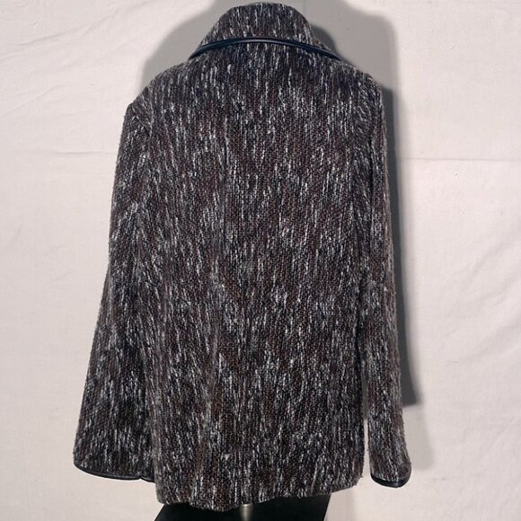Northern Reflections Brown Black Wool Blend Toggle Closure Pea Coat Sweater L - Picture 8 of 13